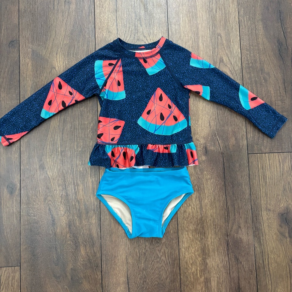 Tea collection Rash Guard Baby Swim Set, Watermelon, 2T